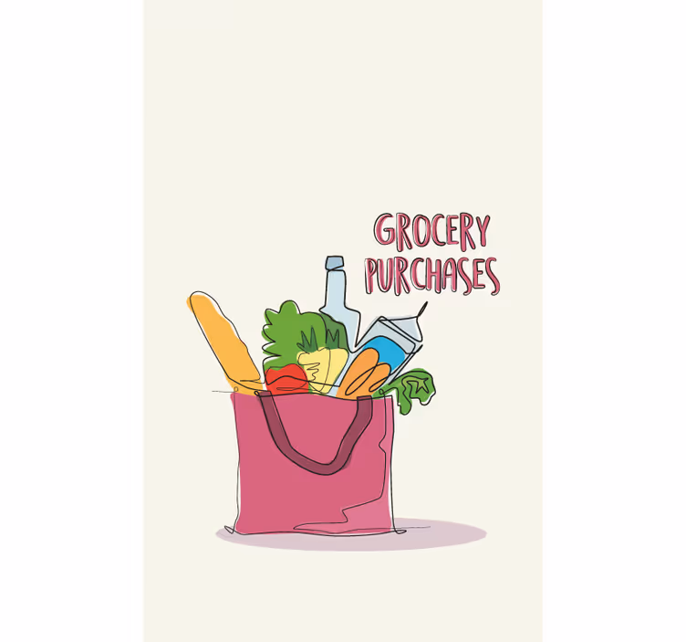 Cortina roller cocina ilustración de tienda de comestibles - TenVinilo