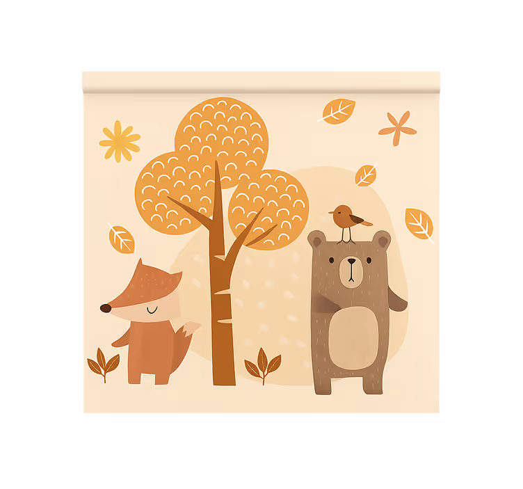Cortina roller infantil animales del bosque beige - TenVinilo