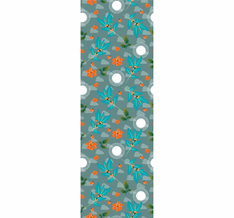 Cortina roller comedor geométrica floral - TenVinilo