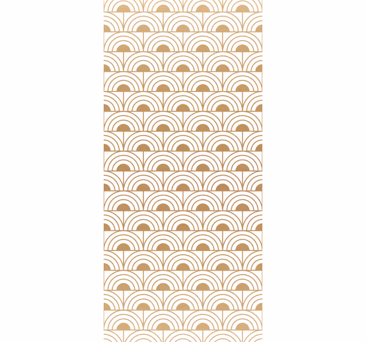Cortina roller comedor patrón decorativo arco dorado - TenVinilo