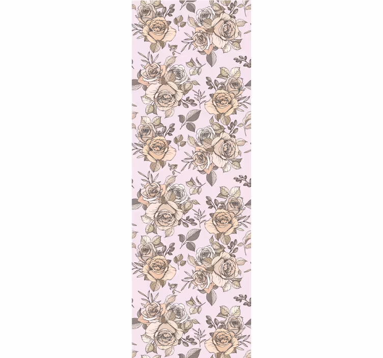 Cortina roller comedor fondo rosa shabby chic - TenVinilo