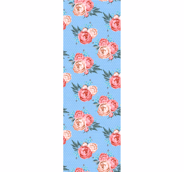Cortina roller comedor estilo shabby chic con lunares - TenVinilo
