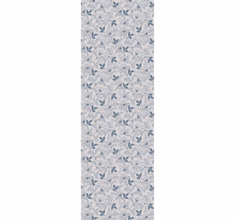 Cortina roller comedor patrón floral azul hamptons - TenVinilo