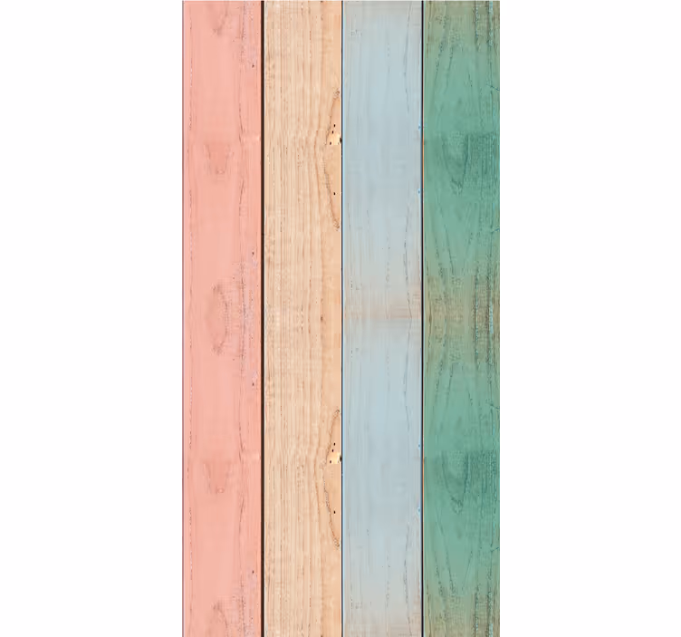 Cortina roller comedor tablones coloridos de madera - TenVinilo