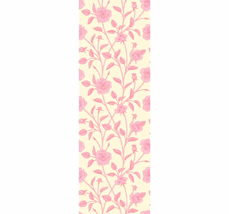 Cortina roller comedor rosas pequeñas vintage sobre rosa - TenVinilo