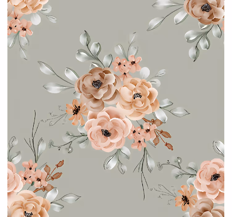 Cortina roller comedor rosas vintage sobre fondo mint - TenVinilo