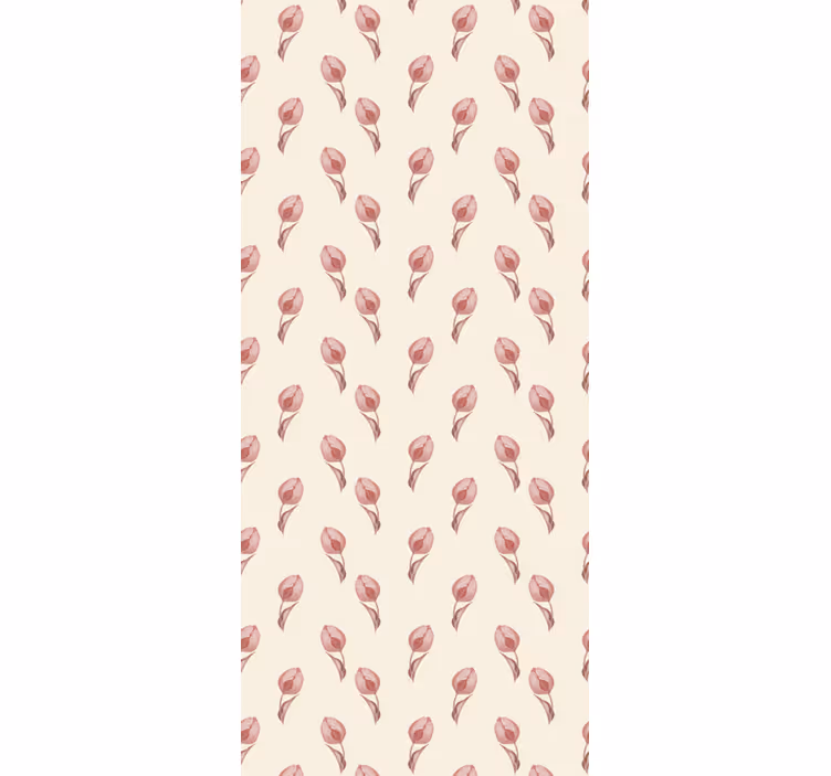 Cortina roller comedor patrón de tulipanes rosas - TenVinilo