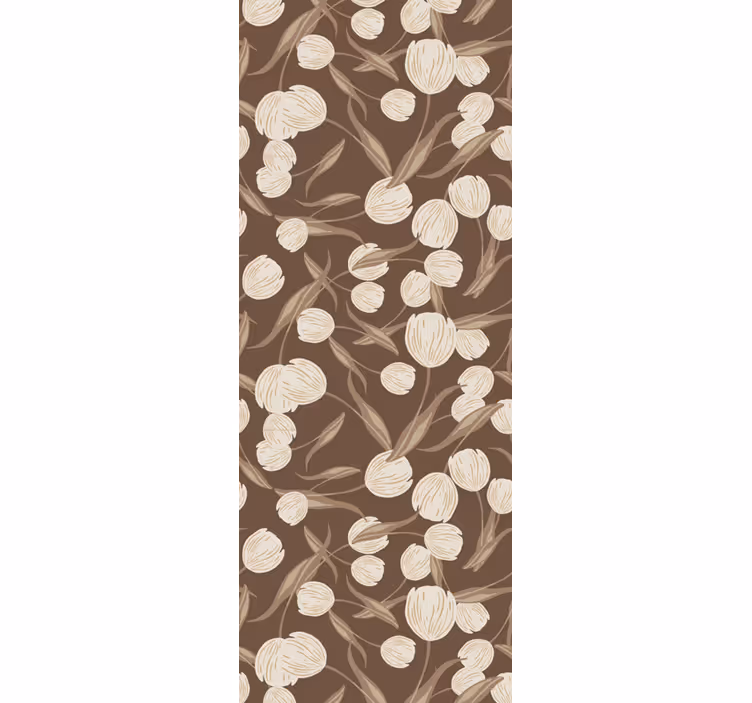 Cortina roller comedor patrón elegante tulipanes beige - TenVinilo