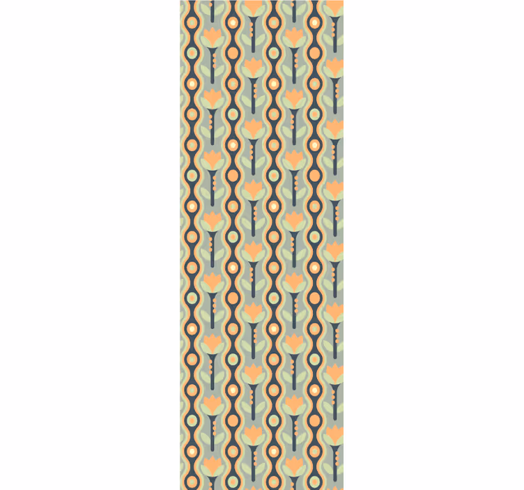 Cortina roller comedor naranja floral irregular - TenVinilo