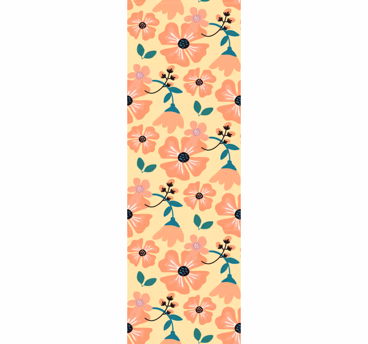 Cortina roller comedor flores naranjas - TenVinilo