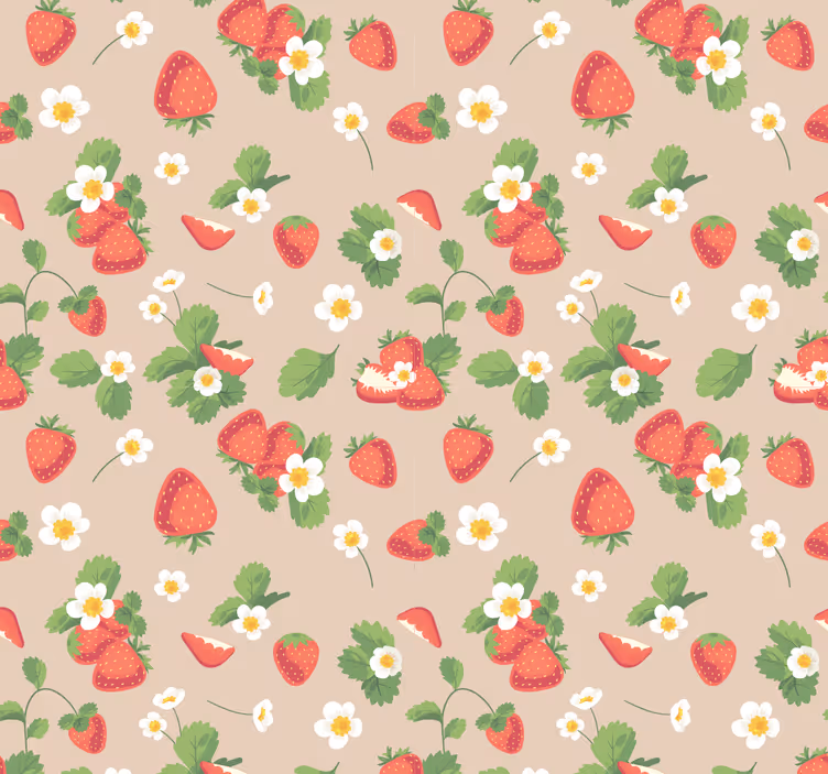 Cortina roller comedor fresas y flores - TenVinilo
