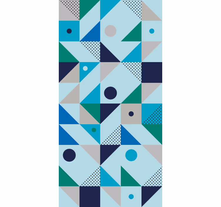 Cortina roller comedor patchwork azul - TenVinilo