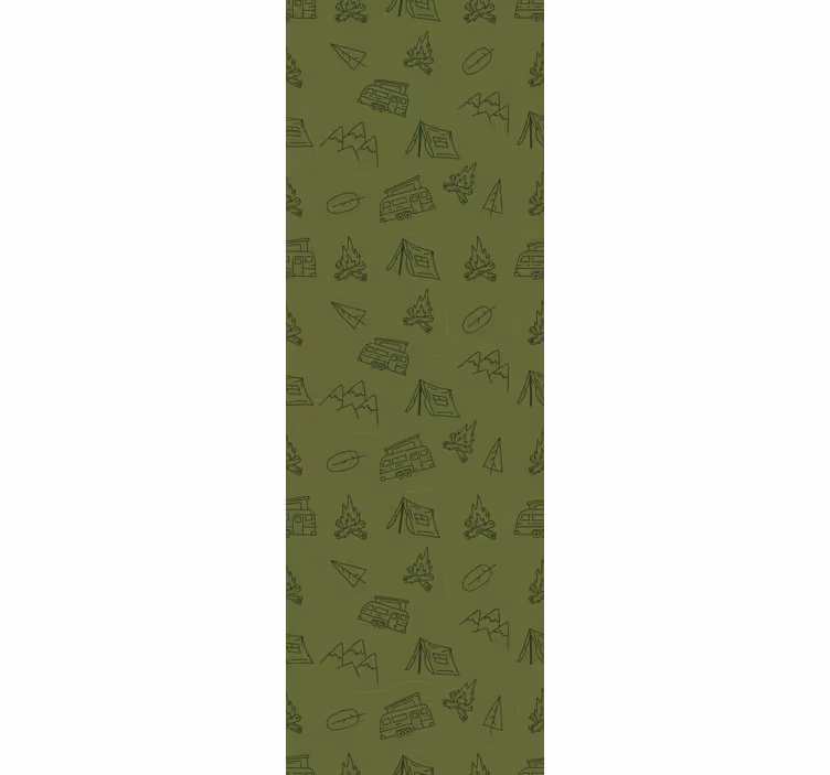 Cortina roller infantil montañas de camping verde - TenVinilo