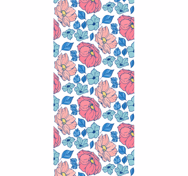 Cortina roller infantil flores delicadas rosa y azul - TenVinilo