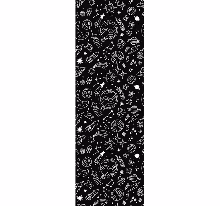 Cortina roller infantil cosmos en blanco y negro - TenVinilo