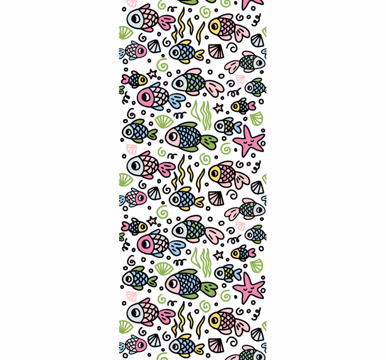 Cortina roller infantil patrón de peces multicolores - TenVinilo