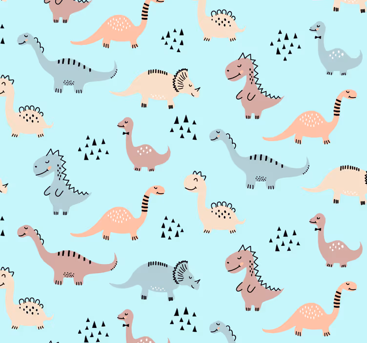 Cortina roller infantil fondo azul con dinosaurios - TenVinilo