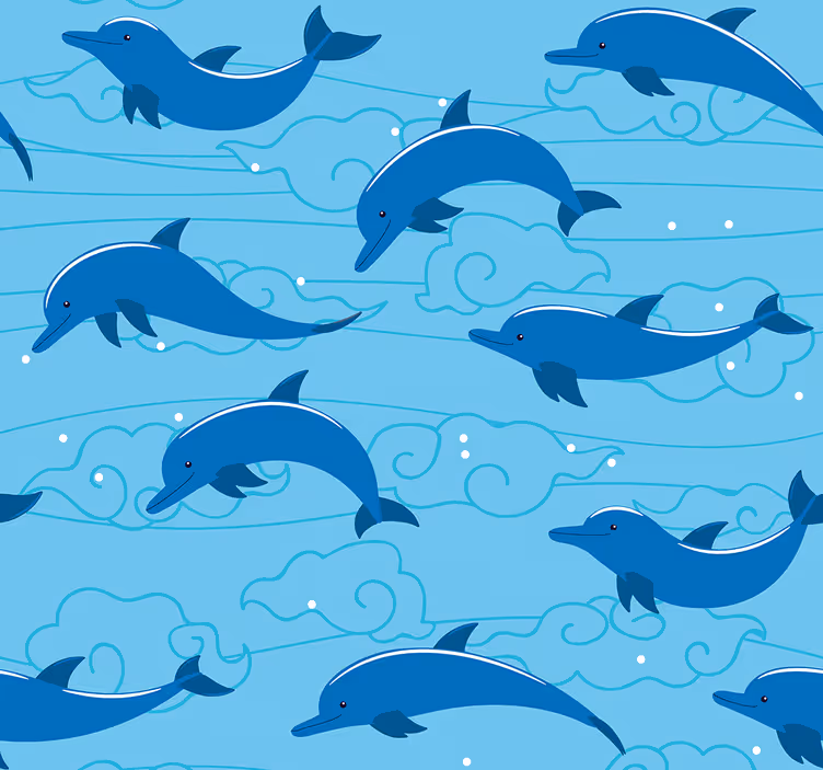 Cortina roller infantil cielo con nubes y delfines - TenVinilo