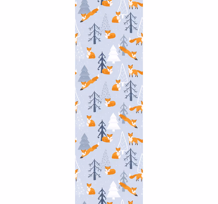 Cortina roller infantil diseño de zorros en bosque invernal - TenVinilo