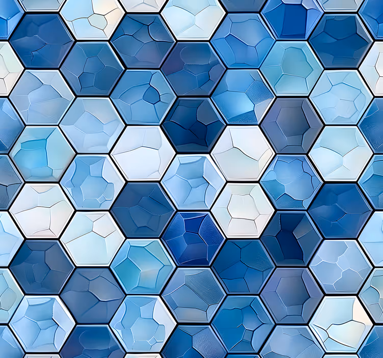 Cortina roller oficina efecto azulejos azules - TenVinilo