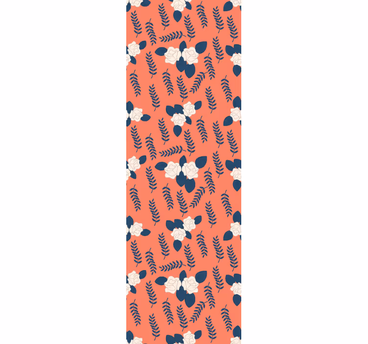 Cortina roller juvenil patrón de flores rosa naranja - TenVinilo