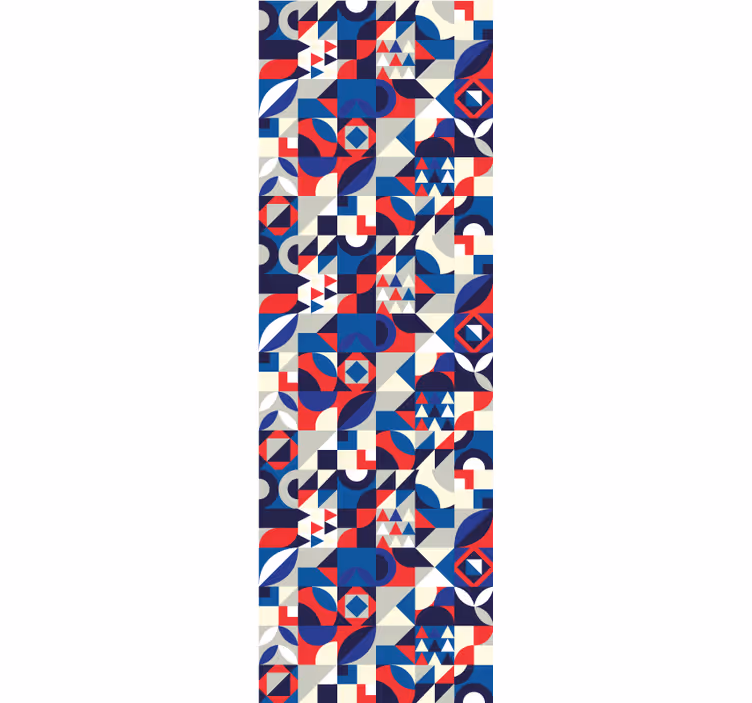 Cortina roller moderno mosaico rojo y azul - TenVinilo