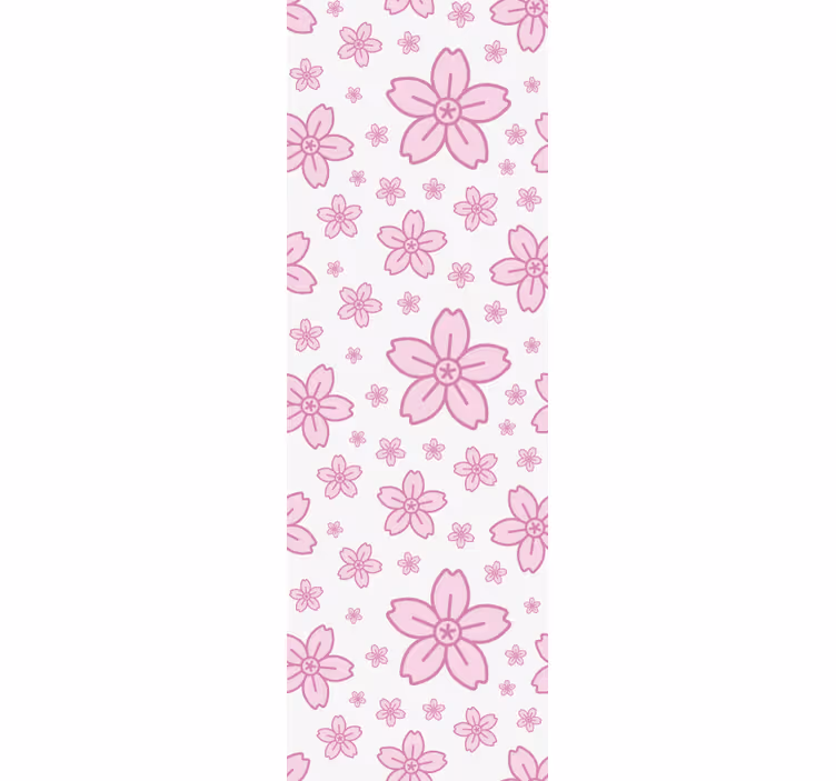 Cortina roller moderno flores pequeñas rosas sobre blanco - TenVinilo