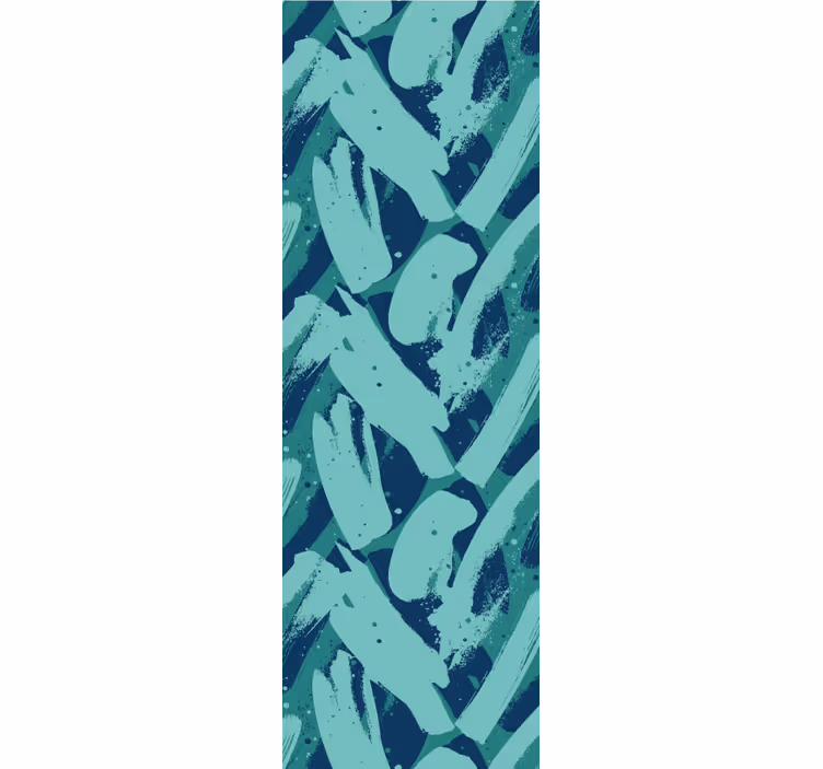 Cortina roller moderno trazos de pintura verde y azul - TenVinilo