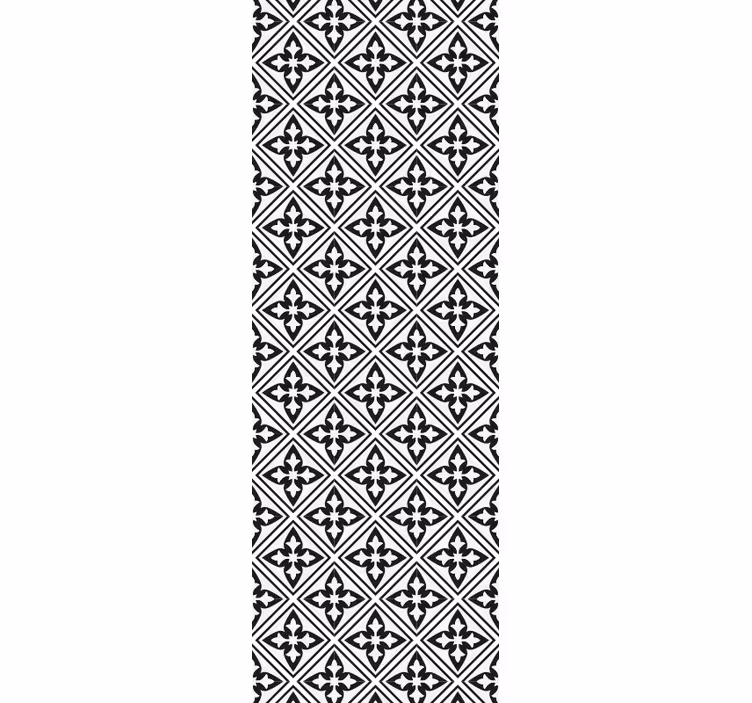 Cortina roller negra azulejos florales - TenVinilo