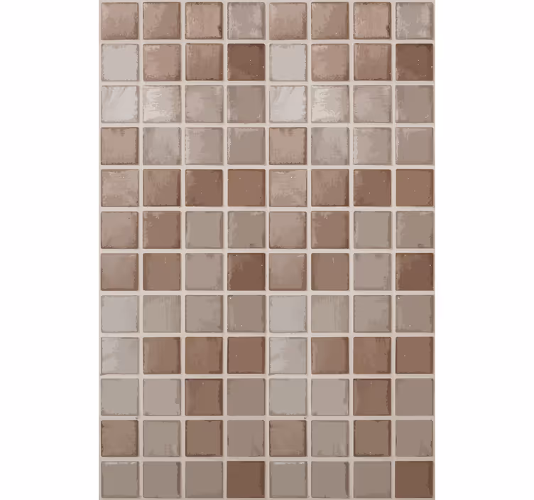 Cortina roller beige con patrón de cuadrados cerámicos - TenVinilo