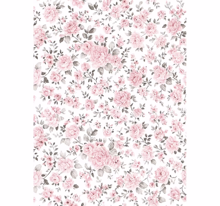 Cortina roller rosa flores retro antiguas - TenVinilo