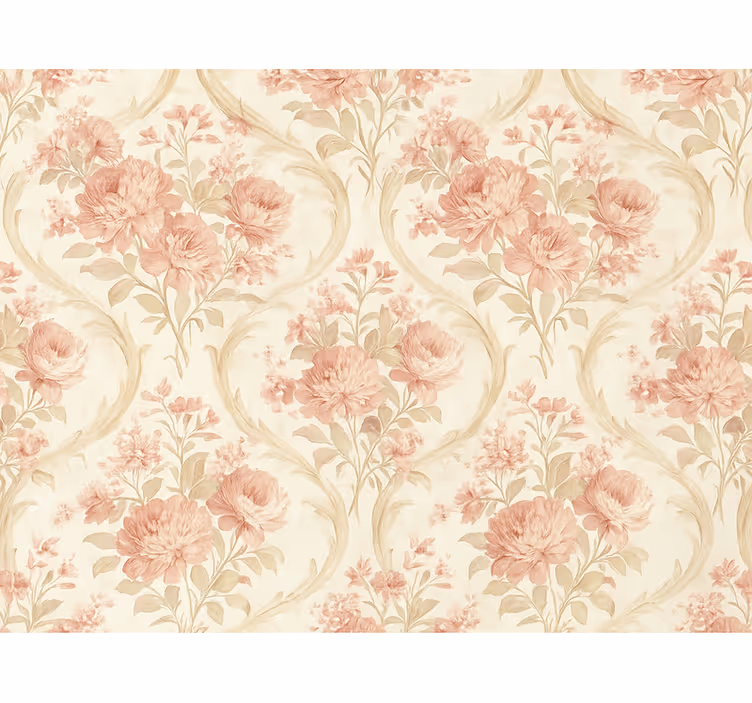 Cortina roller rosa diseño de flores vintage desgastadas - TenVinilo