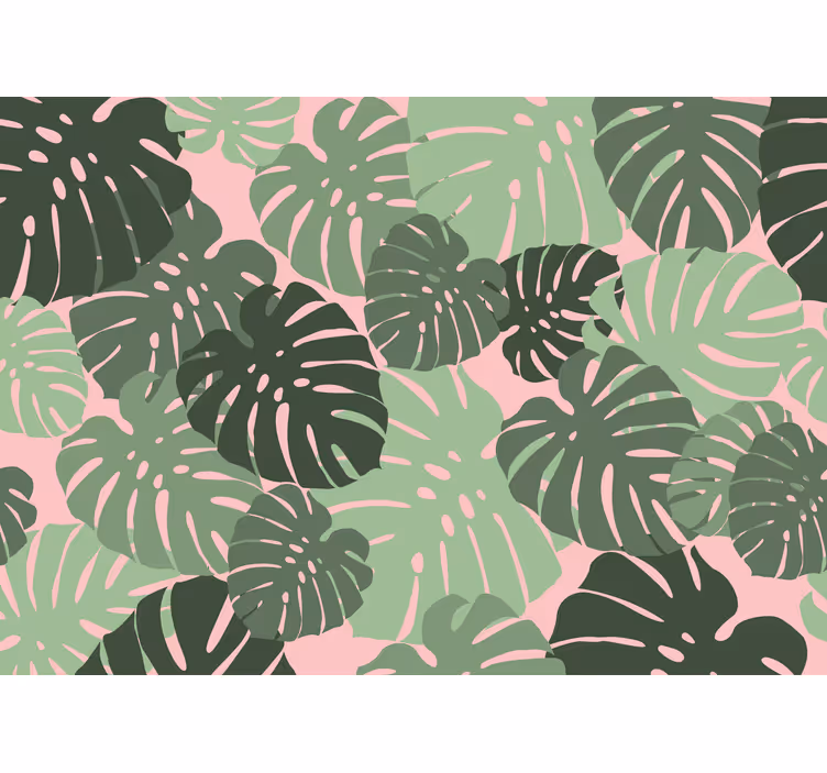 Cortina roller cocina hojas de monstera rosa - TenVinilo