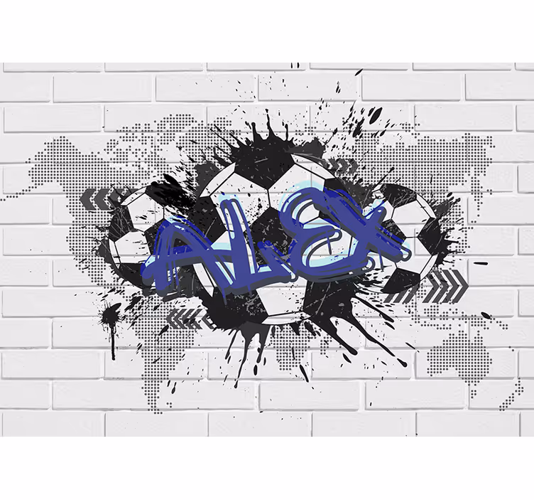 Cortina roller blanca grafiti de fútbol - TenVinilo