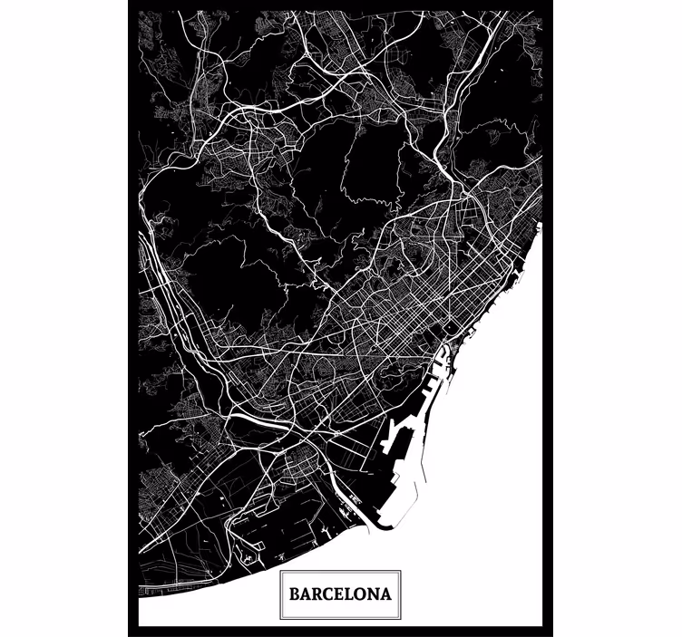 Cortina roller living comedor mapa topográfico barcelona - TenVinilo