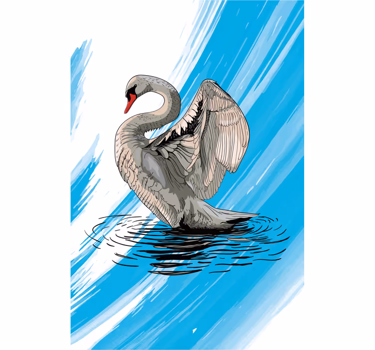 Cortina roller living comedor dibujo de cisne - TenVinilo