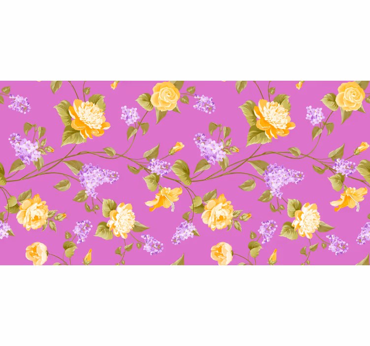 Cortina roller morada con diseño de flores - TenVinilo