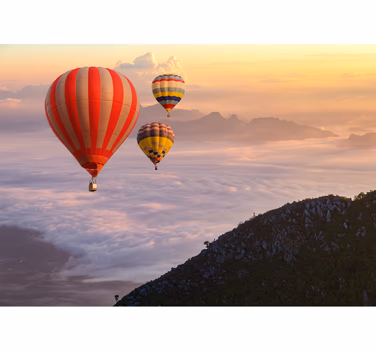Cortina roller living comedor globos de aire en el cielo - TenVinilo