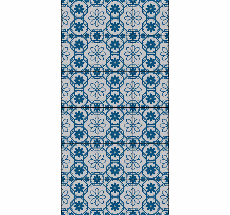 Cortina roller azul mosaico floral - TenVinilo
