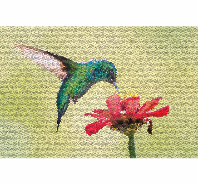 Cortina roller living comedor mosaico aves coloridas - TenVinilo