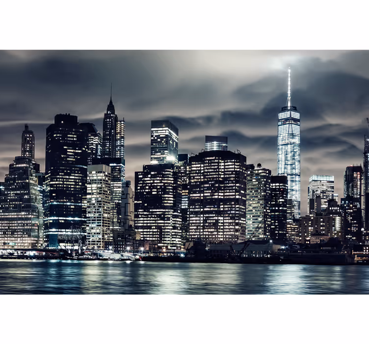 Cortina roller living comedor nueva york de noche - TenVinilo
