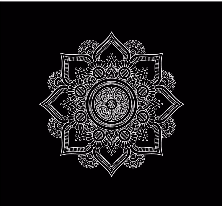 Cortina roller living comedor mandala blanco y negro - TenVinilo