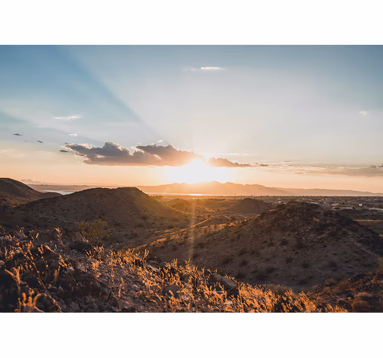 Cortina roller living comedor atardecer en el desierto - TenVinilo