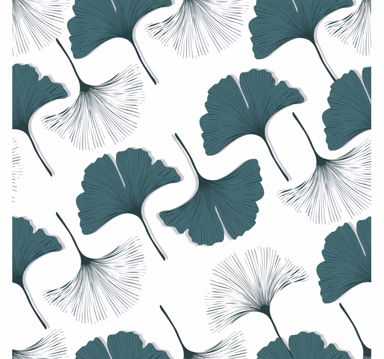 Cortina roller living comedor patrón hojas de ginkgo - TenVinilo