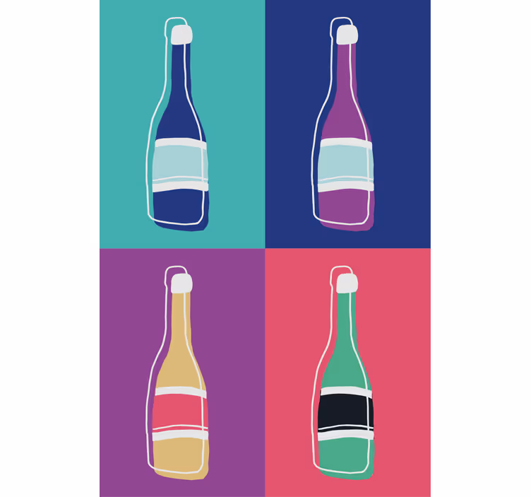 Cortina roller living comedor botellas de champán pop art - TenVinilo