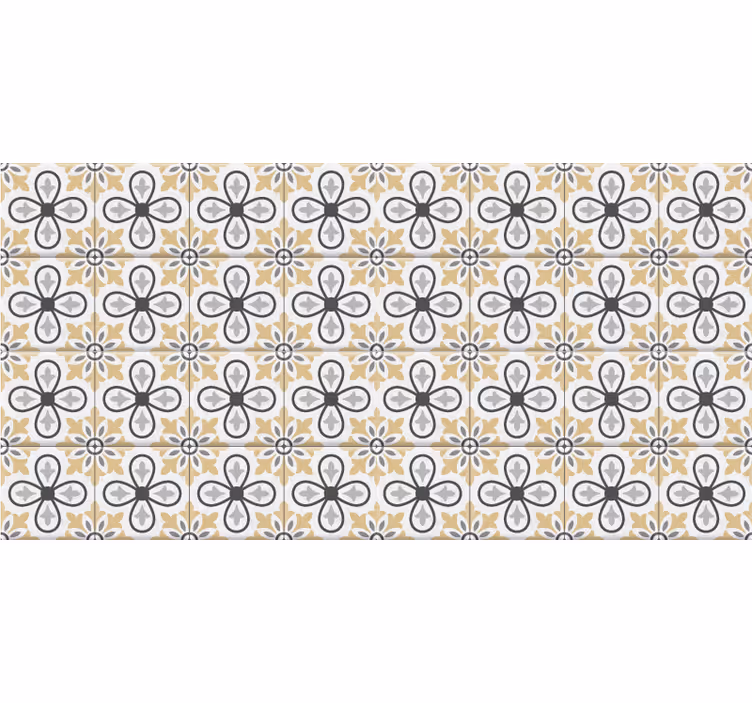 Cortina roller beige azulejos retro de cocina - TenVinilo