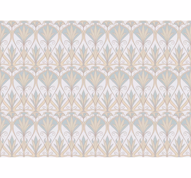 Cortina roller beige con patrón floral retro botánico - TenVinilo
