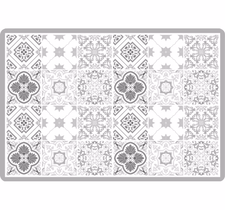 Cortina roller habitación patrón de azulejos gris marroquí - TenVinilo