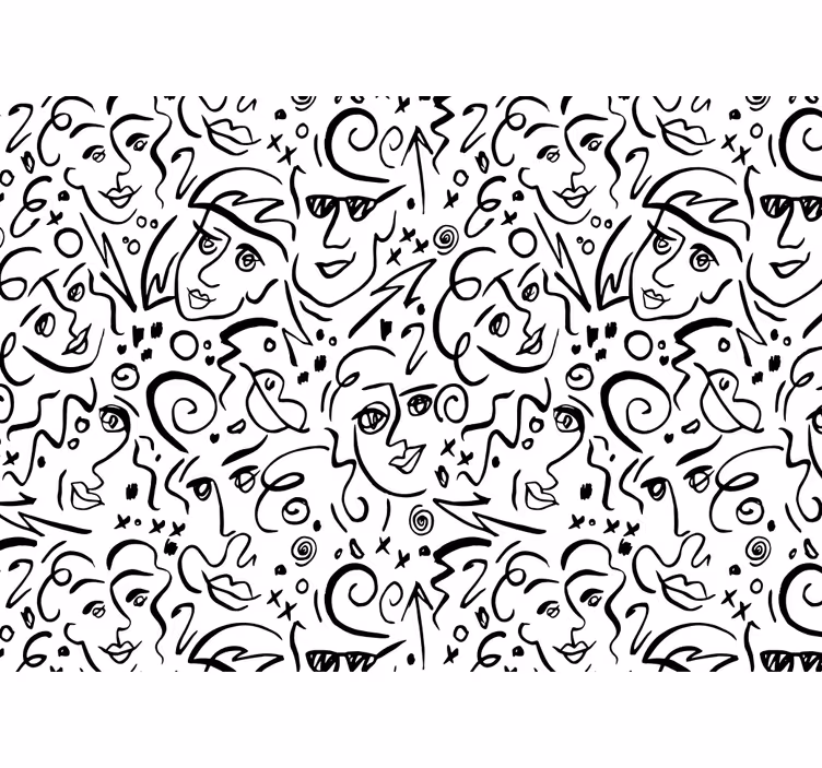Cortina roller blanca arte graffiti en blanco y negro - TenVinilo