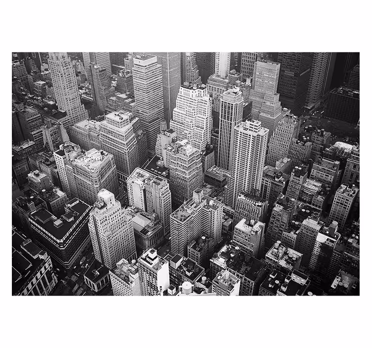Cortina roller gris nueva york aérea blanco y negro - TenVinilo